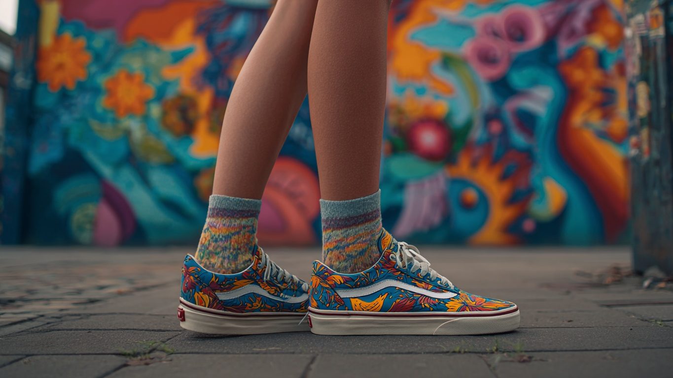 Девушка в модных кроссовках